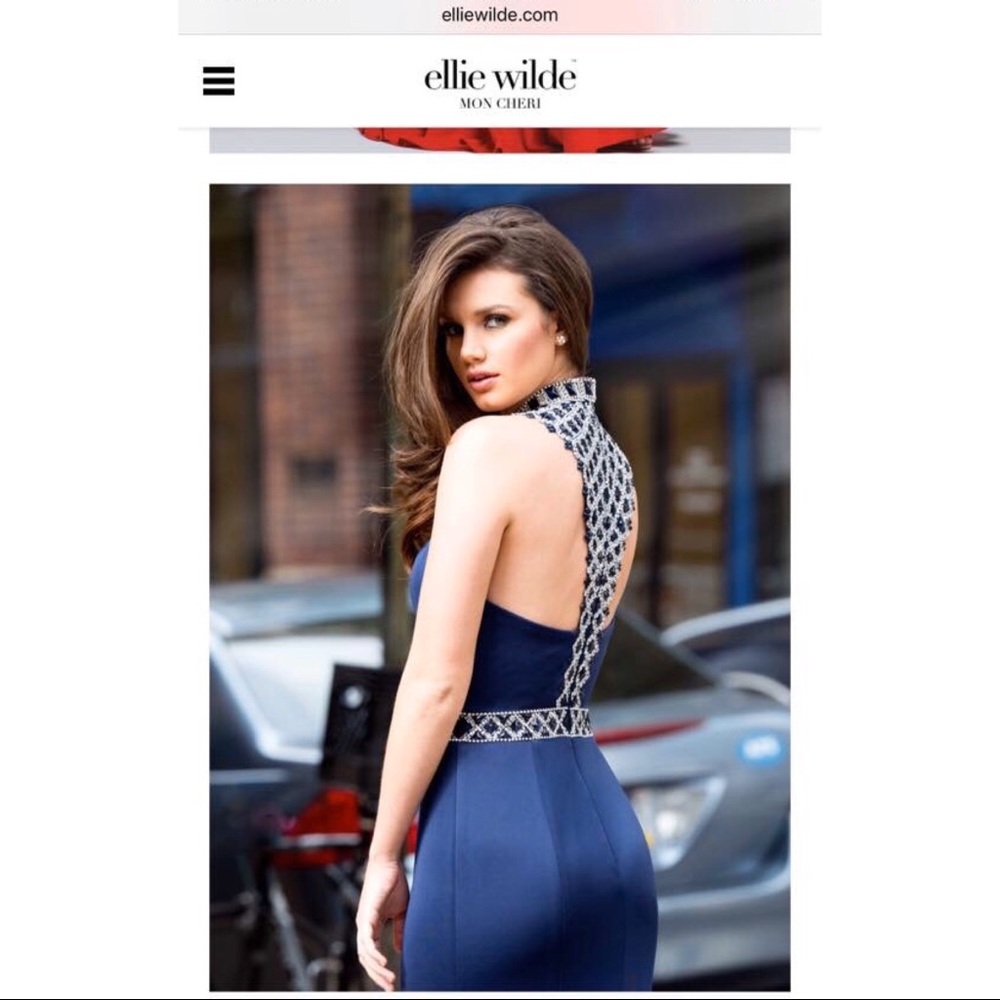 Ellie Wilde Jeweled Haltered Prom Dress